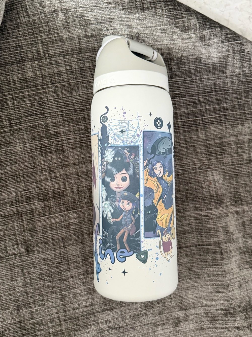 White Illustrated Stainless Water Bottle - Home Dining